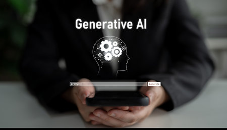 AI assistant with LLM, big data, machine learning, and generative AI powers prompt engineering and supports agentic AI for advanced business applications.の写真素材