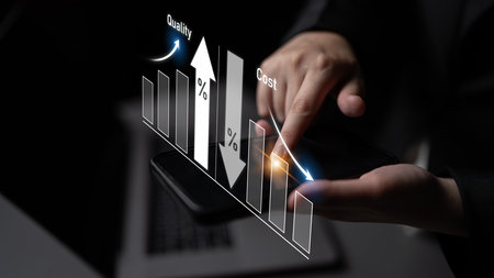 Increase quality and reduce cost represent quality, cost, and performance optimization for business strategy and resource efficiencyの写真素材