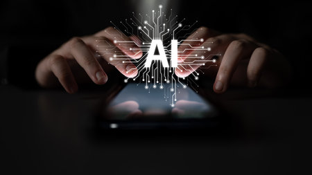 AI assistant with LLM, big data, machine learning, and generative AI powers prompt engineering and supports agentic AI for advanced business applications.の写真素材