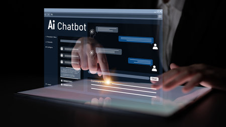 AI chatbot using prompt engineering and LLM deep learning delivers explainable generative AI for smarter, more efficient business support.の写真素材