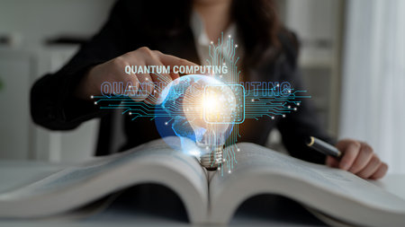 The future of global high-performance computing with quantum technology. This innovation in computing will solve complex problems. Motifの写真素材