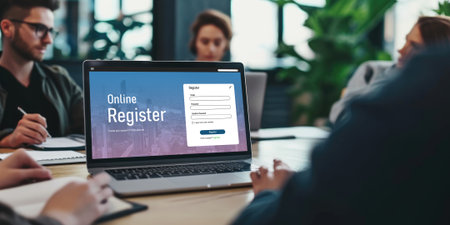 Online registration form for brisk form filling on the internet websiteの素材