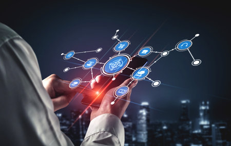 Innovative concept of smartphone technology showcasing digital connectivity and network...