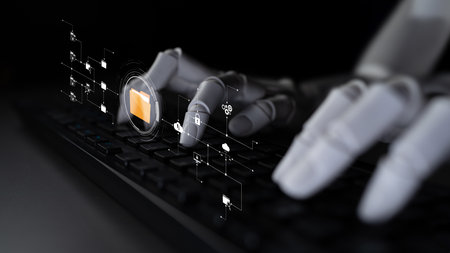 AI artificial intelligence assists digital folder management with smart sorting, cloud structure...