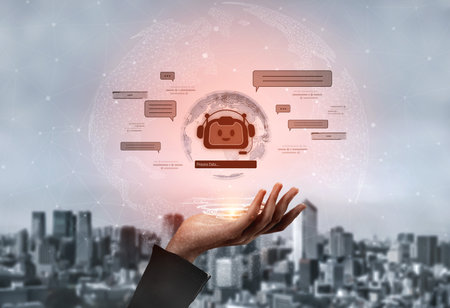 AI assistant with LLM, big data, machine learning, and generative AI powers prompt engineering and supports agentic AI for advanced business applications. Vouchの写真素材