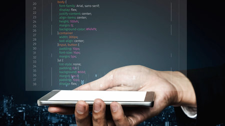 Script programming for task manager user interface, handling form submission, input validation, task list rendering, and exception alerts with dynamic DOM interactionの写真素材