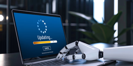 Software update on computer for brisk version of device software upgradeの素材