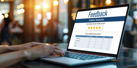 Customer feedback and review analysis by brisk computer software for corporate businessの素材