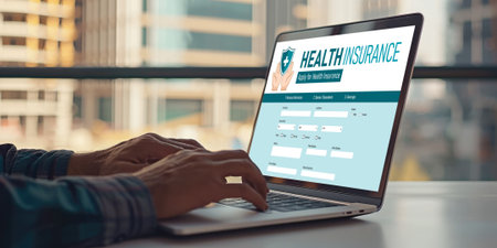 Health insurance web site brisk registration system for easy form fillingの素材