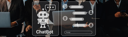 Chatbot interface representing artificial intelligence customer support and automated response...