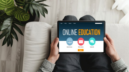 E-learning website with brisk sofware for student to study online on the internet networkの素材
