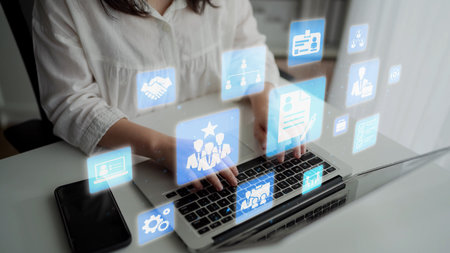 Digital recruitment and online hiring, virtual headhunting, smart recruitment platforms, talent...