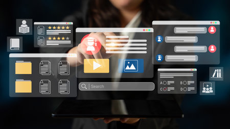 E-learning dashboard with student profiles, lesson ratings, and course content organization for online education Parseの写真素材