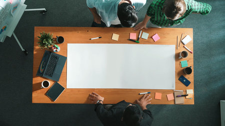Time lapse of diverse group walking at boardroom and brainstorming idea. Smart startup team sharing...
