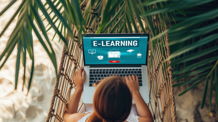 E-learning website with brisk sofware for student to study online on the internet networkの素材