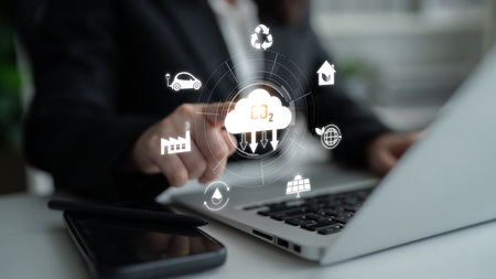 Net zero and CO2 reduction strategies promote sustainability, renewable energy, and...
