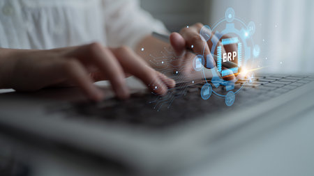 Enterprise Resource Planning (ERP) system for business process management. This ERP software solution integrates core business functions for efficiency.の写真素材