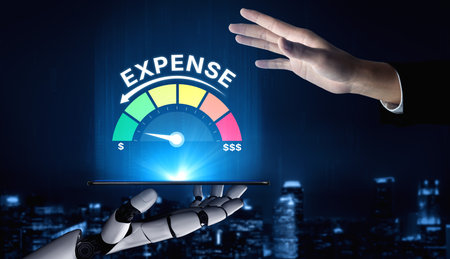 AI helps track expense and cost data, monitor financial activity, and optimize spending for budgeting and financial controlの写真素材