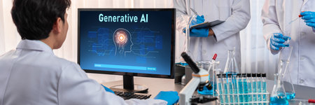 Generative AI virtual assistant tools for prompt engineer and user for ease of engage artificial intelligence AI technology help people to work with generative AI functions by prompting the AI briskの写真素材