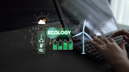 Sustainable business practices, green innovation, eco-friendly solutions, climate action, and long-term sustainability strategies supporting environmental goals and corporate responsibility.の写真素材