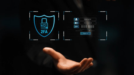 Two-factor authentication strengthens login system security. Adds protection, two-factor...
