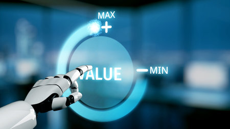 AI powers ERP systems with virtual assistant optimization, artificial intelligence for business flow, and smart AI ERP integration. Kernelの写真素材