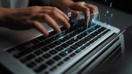 AI system integration connects AI, system, and integration across digital networks to enhance services, performance, and intelligent automationの写真素材