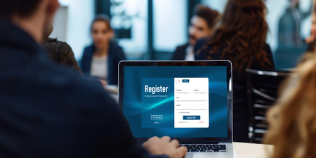 Online registration form for brisk form filling on the internet websiteの素材