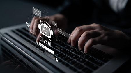 AI assistant with LLM, big data, machine learning, and generative AI powers prompt engineering and supports agentic AI for advanced business applications.の写真素材