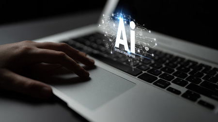 AI assistant with LLM, big data, machine learning, and generative AI powers prompt engineering and supports agentic AI for advanced business applications.の写真素材