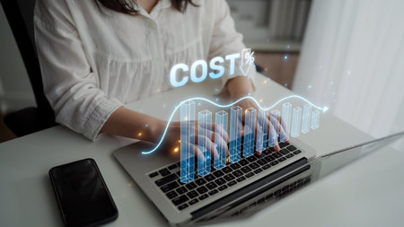Cost reduction and cost saving through digital transformation, business cost optimization, operational cost reduction, financial savings, and resource efficiency strategies for business success.の写真素材