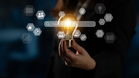 Search bar representing digital marketing, SEO analysis, and network data management Parseの写真素材