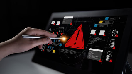 Cybersecurity threat alert system detects potential intrusions, monitors abnormal activity, and enhances digital protection to prevent unauthorized access and data breaches. Parseの写真素材