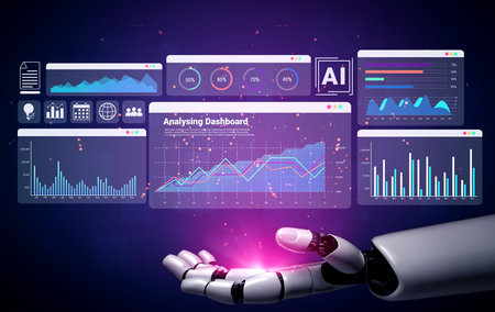 Artificial intelligence enhances data dashboard visualization and trend analysis to improve business performance and decision making Parseの写真素材