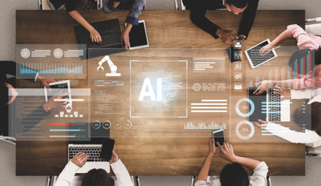 Artificial intelligence improves industrial automation, optimizing data analytics, precision robotics, and smart factory operations to enhance performance, productivity, and workflow efficiency. Parseの写真素材