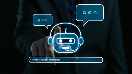 AI Virtual Assistant Artificial Intelligence Chatbot Controlled by Prompt Engineering for Explainable Generative AI information and LLM Deep Learning Technology for Smart Business Work Support. Elideの写真素材