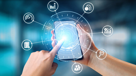 KPI icons show performance metrics, goals, and achievement measurement. KPI helps business track progress, KPI supports management, and KPI improves strategy results. Gistの写真素材