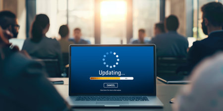 Software update on computer for brisk version of device software upgradeの素材