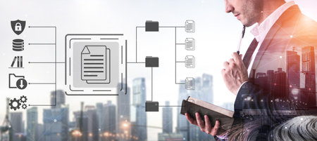 Document security system protects files, enhances folder management, and supports digital collaboration Parseの写真素材