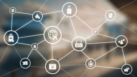 The concept of digital travel planning simplifies modern journeys. Using an online app for travel planning ensures a seamless experience from booking flights to finding hotels. Gistの写真素材