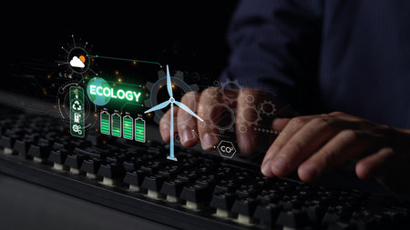 Sustainable business practices, green innovation, eco-friendly solutions, climate action, and long-term sustainability strategies supporting environmental goals and corporate responsibility.の写真素材