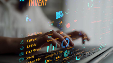 Inventory management dashboard showing supply chain performance, stock levels, order cycle times,...