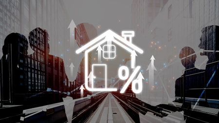 Real estate investment profit illustration showing rising house value, property return, and real estate profit growth. Real estate investment icons highlight ROI in real estate investment. Muxerの写真素材