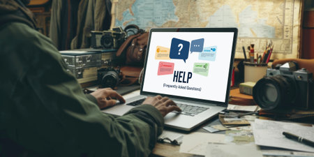 Help screen on the website provide answer to FAQ frequently asked question brisk with knowledge information and solution by customer supportの素材