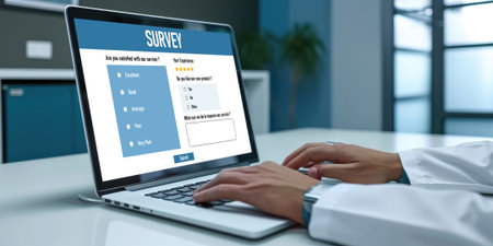 Online survey form for brisk digital information collection on the internet networkの素材