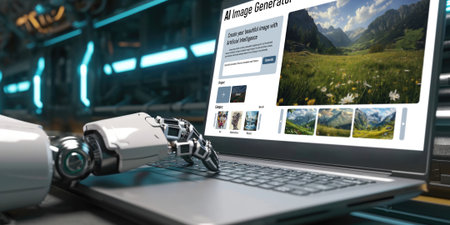 AI image generator software provide picture to graphic designer and users by text prompt brisk with use of artificial intelligence AI processing power to give image according to prompt textの素材