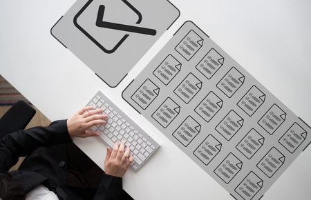Task management concept illustrating digital checklist, document organization, and workflow tracking...