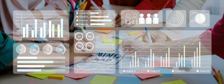 Modern dashboard interface showing performance metrics, data charts, and trend analysis for product...