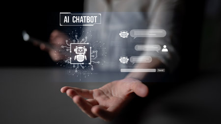 AI chatbot using prompt engineering and LLM deep learning delivers explainable generative AI for smarter, more efficient business support.の写真素材