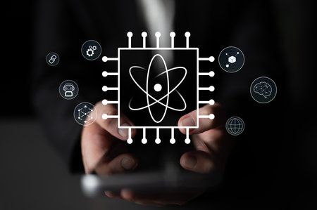 A quantum computing processor as the core of future technology. This innovation will power advancements in AI, blockchain, and complex problem solving. Motifの写真素材